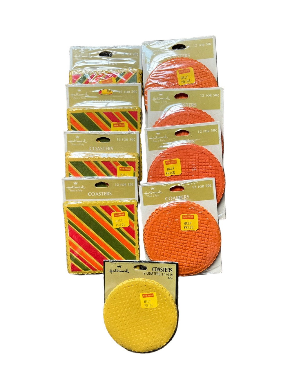 Vintage 1970’s Hallmark Orange Yellow Festive Disposable Coasters Multipack Set